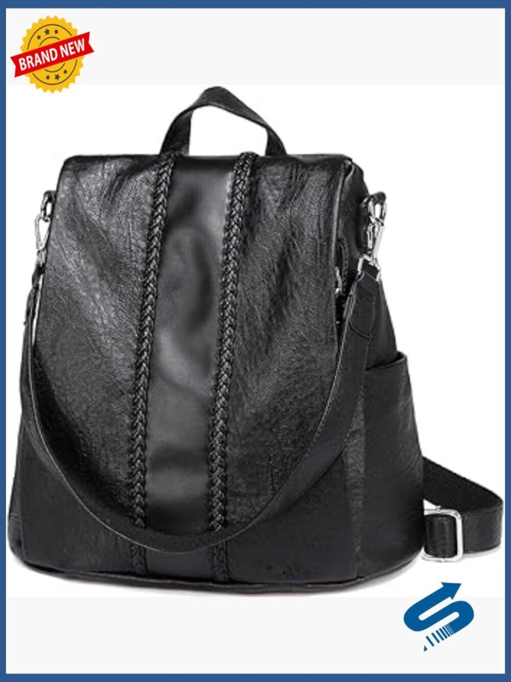 PU Leather Anti-Theft Convertible Backpack Shoulder Bag